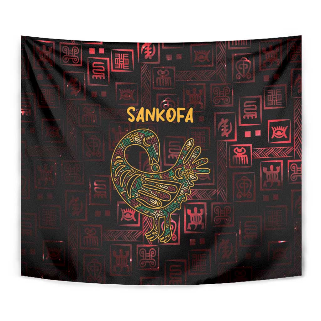 Africa Adinkra Symbol Tapestry Sankofa Bird - Cosmic Red - Wonder Print Shop