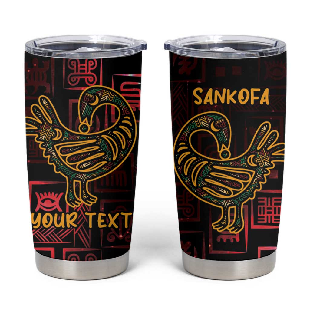 Personalized Africa Adinkra Symbol Tumbler Cup Sankofa Bird - Cosmic Red - Wonder Print Shop