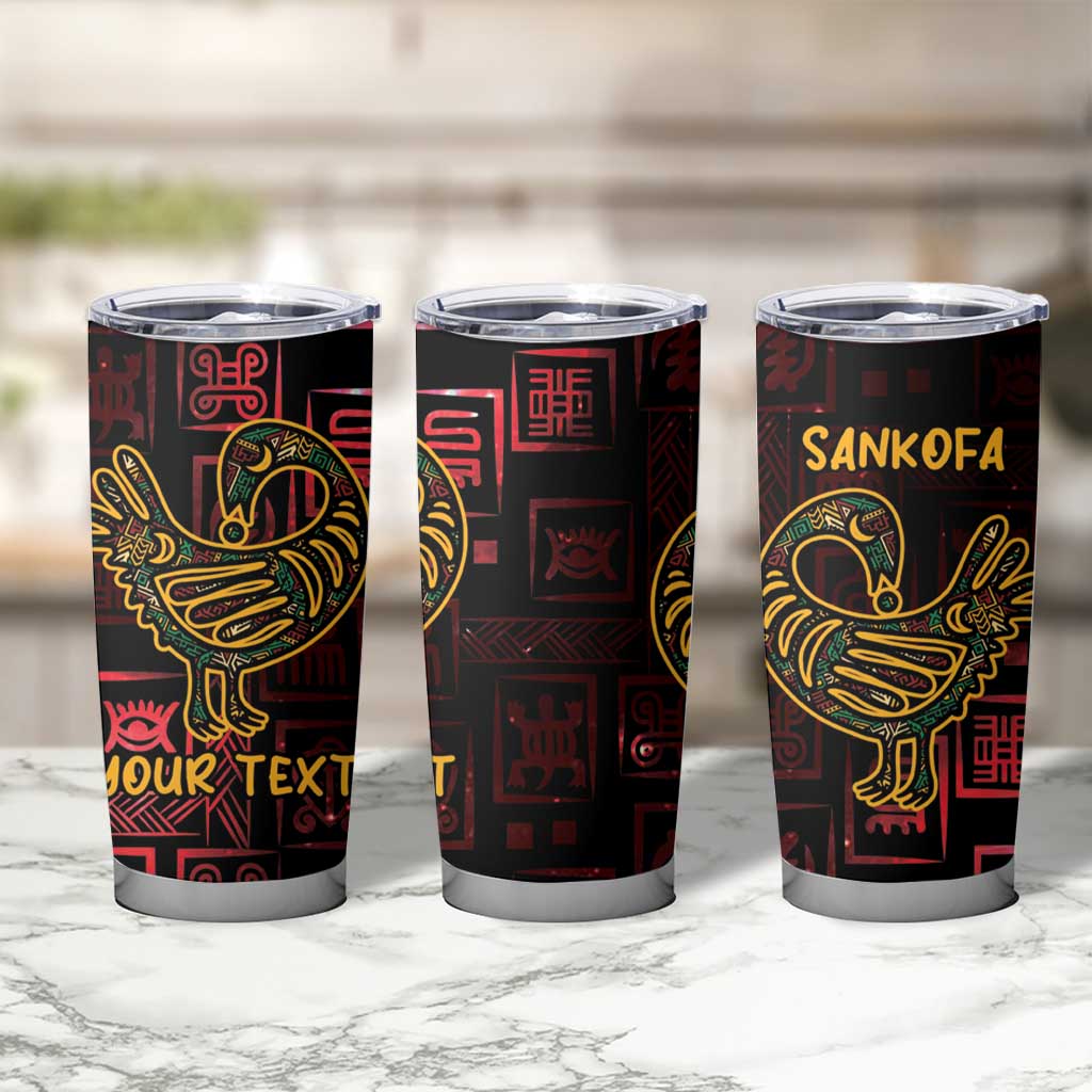 Personalized Africa Adinkra Symbol Tumbler Cup Sankofa Bird - Cosmic Red - Wonder Print Shop