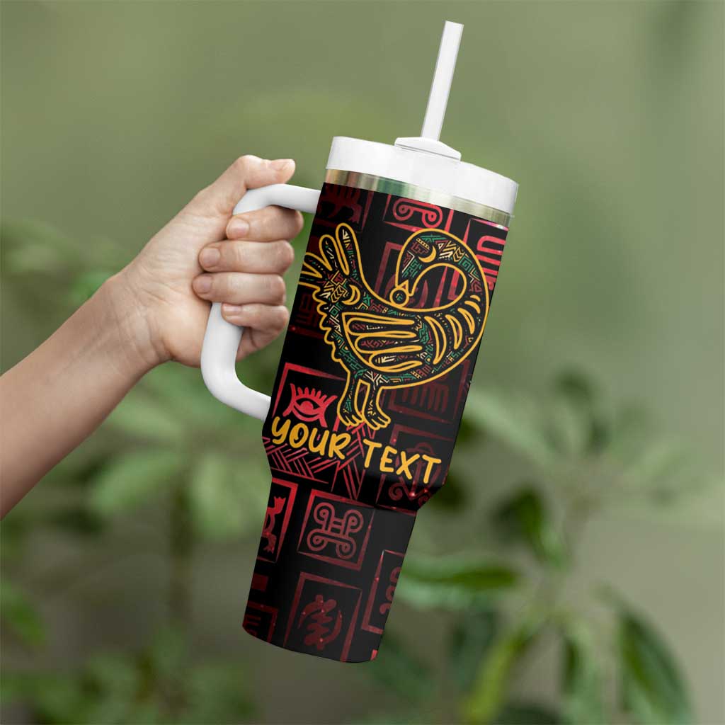 Personalized Africa Adinkra Symbol Tumbler With Handle Sankofa Bird - Cosmic Red - Wonder Print Shop
