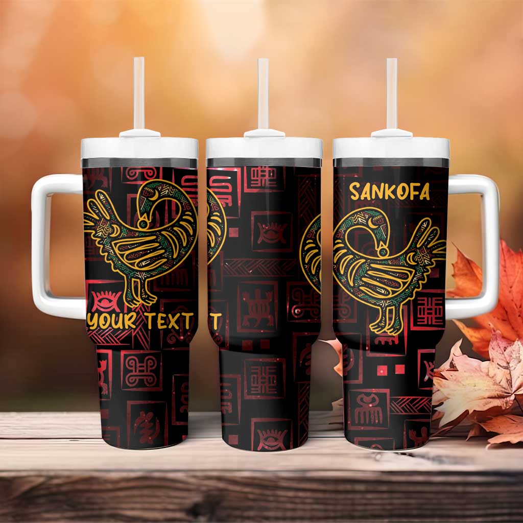 Personalized Africa Adinkra Symbol Tumbler With Handle Sankofa Bird - Cosmic Red - Wonder Print Shop