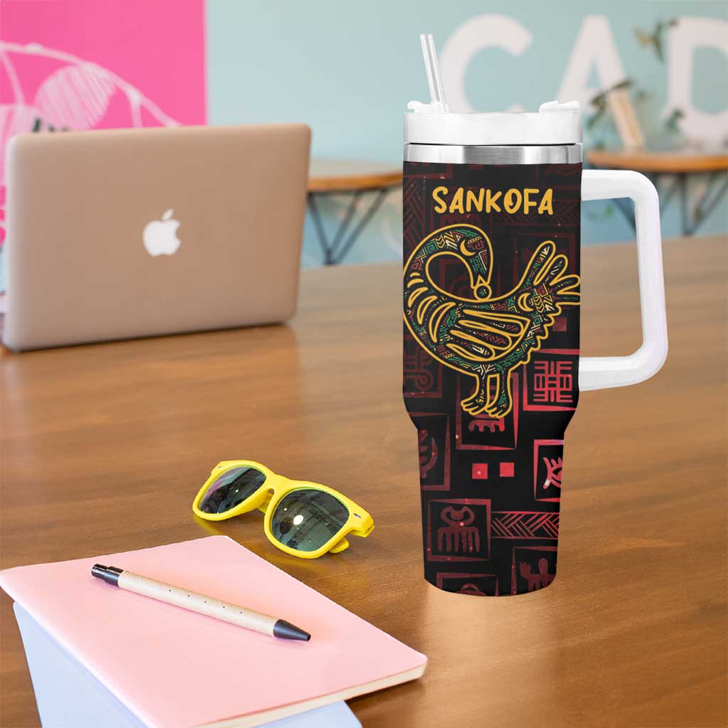 Personalized Africa Adinkra Symbol Tumbler With Handle Sankofa Bird - Cosmic Red - Wonder Print Shop