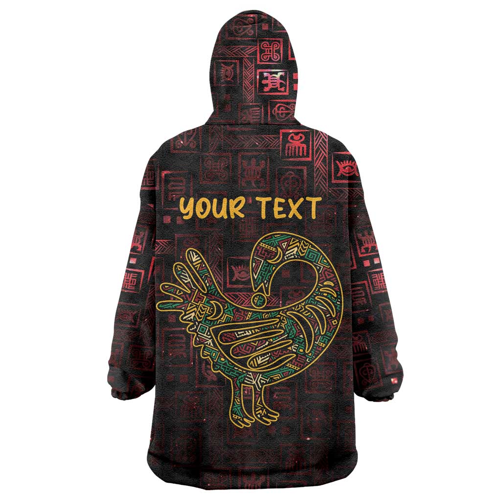 Africa Adinkra Symbol Wearable Blanket Hoodie Sankofa Bird - Cosmic Red - Wonder Print Shop