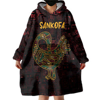 Africa Adinkra Symbol Wearable Blanket Hoodie Sankofa Bird - Cosmic Red - Wonder Print Shop