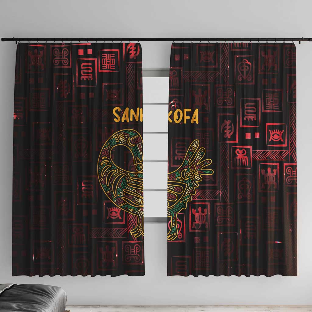 Africa Adinkra Symbol Window Curtain Sankofa Bird - Cosmic Red - Wonder Print Shop