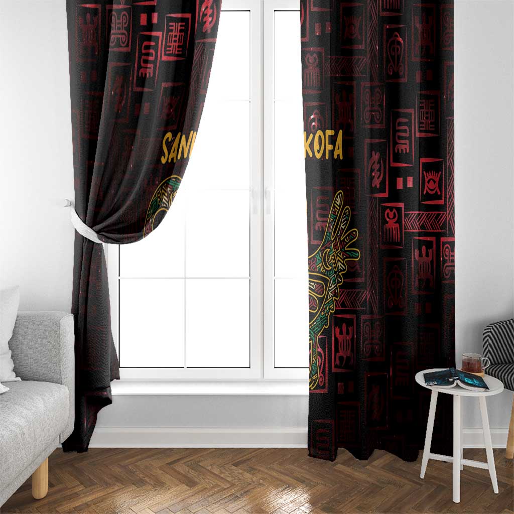 Africa Adinkra Symbol Window Curtain Sankofa Bird - Cosmic Red - Wonder Print Shop