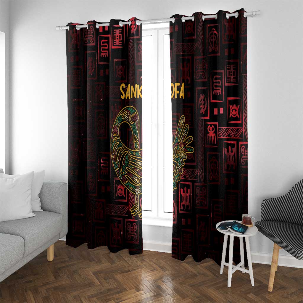 Africa Adinkra Symbol Window Curtain Sankofa Bird - Cosmic Red - Wonder Print Shop