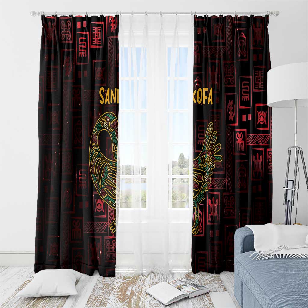 Africa Adinkra Symbol Window Curtain Sankofa Bird - Cosmic Red - Wonder Print Shop