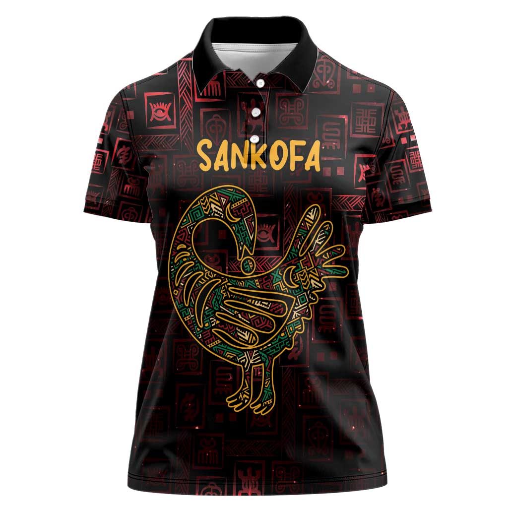 Africa Adinkra Symbol Women Polo Shirt Sankofa Bird - Cosmic Red - Wonder Print Shop