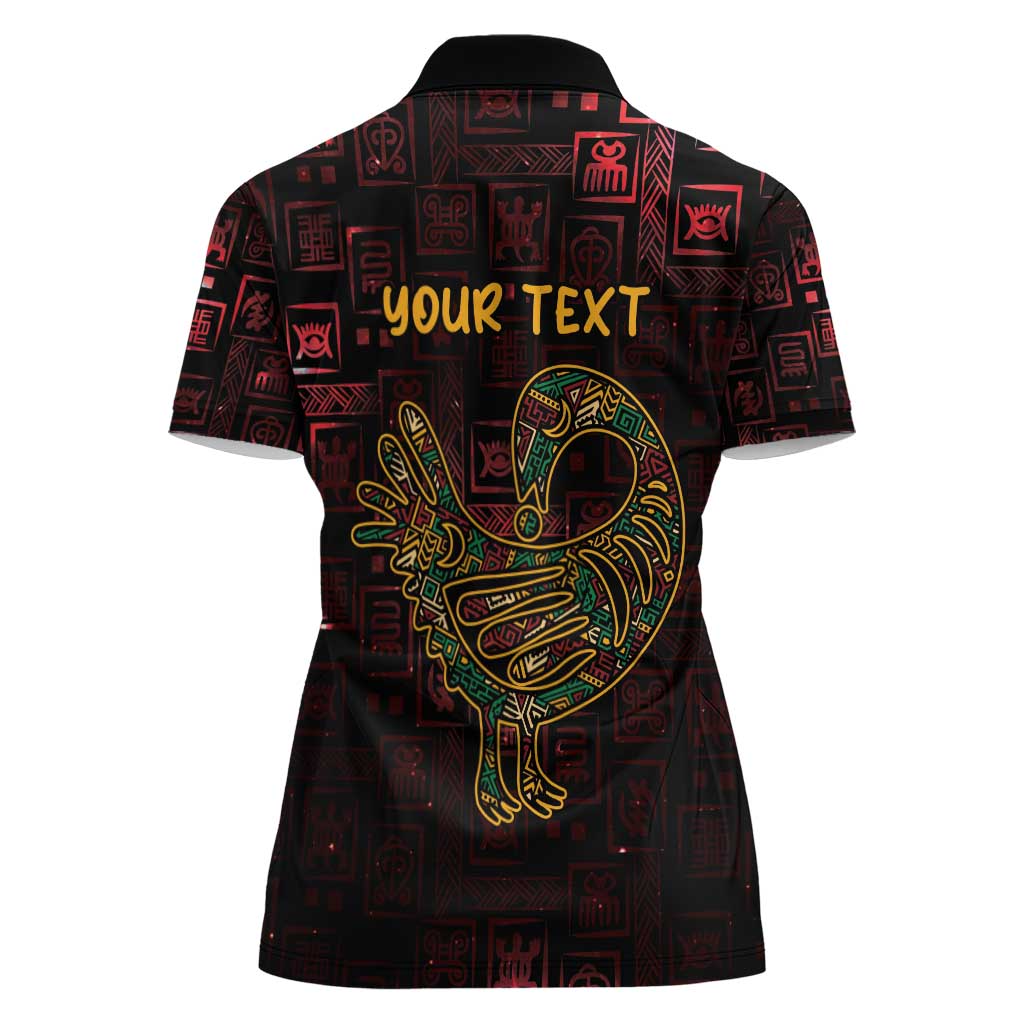 Africa Adinkra Symbol Women Polo Shirt Sankofa Bird - Cosmic Red - Wonder Print Shop
