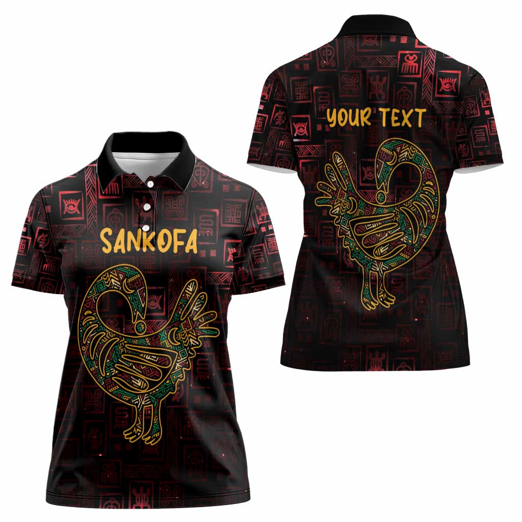 Africa Adinkra Symbol Women Polo Shirt Sankofa Bird - Cosmic Red - Wonder Print Shop