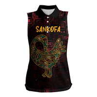 Africa Adinkra Symbol Women Sleeveless Polo Shirt Sankofa Bird - Cosmic Red - Wonder Print Shop