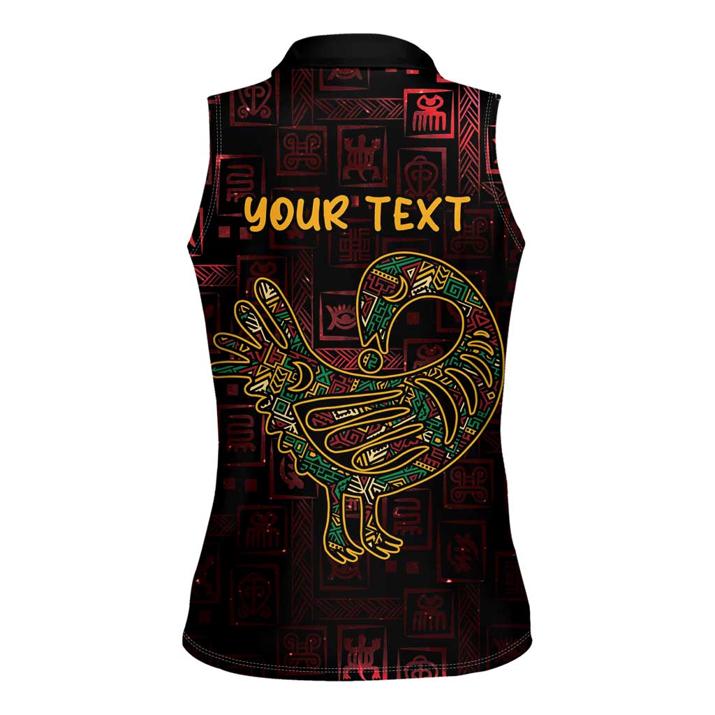 Africa Adinkra Symbol Women Sleeveless Polo Shirt Sankofa Bird - Cosmic Red - Wonder Print Shop