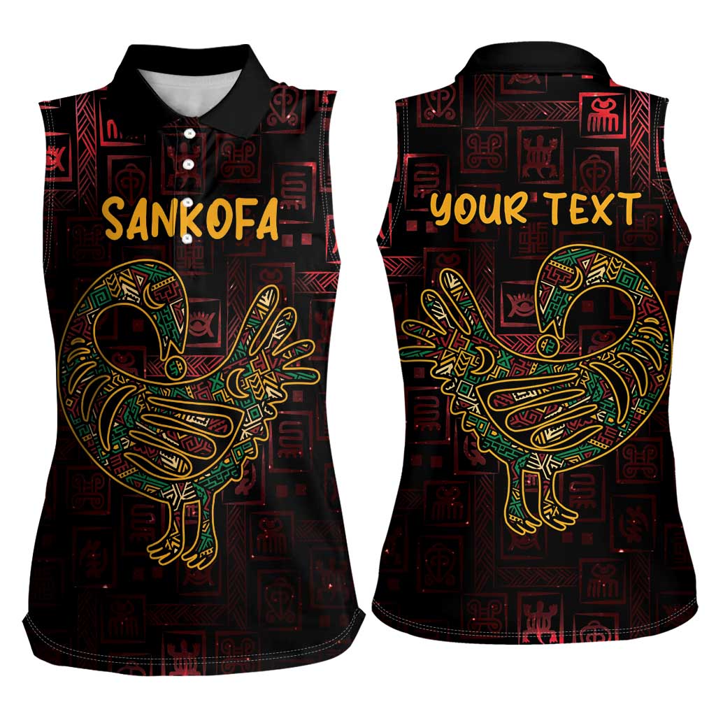 Africa Adinkra Symbol Women Sleeveless Polo Shirt Sankofa Bird - Cosmic Red - Wonder Print Shop