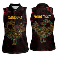 Africa Adinkra Symbol Women Sleeveless Polo Shirt Sankofa Bird - Cosmic Red - Wonder Print Shop