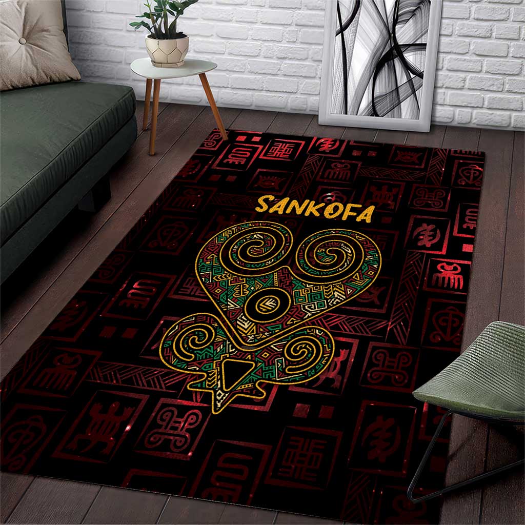 Africa Adinkra Symbol Area Rug Sankofa Heart - Cosmic Red LT7 - Wonder Print Shop