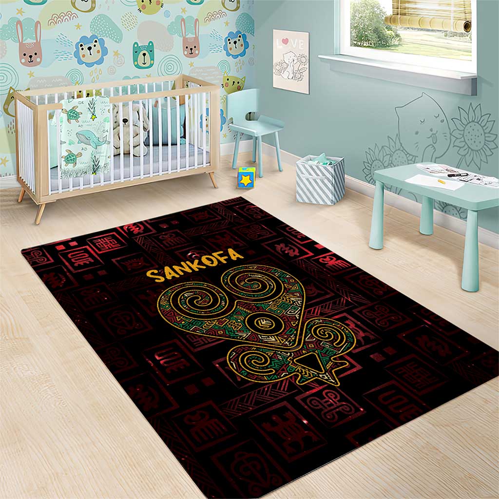 Africa Adinkra Symbol Area Rug Sankofa Heart - Cosmic Red LT7 - Wonder Print Shop