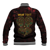 Africa Adinkra Symbol Baseball Jacket Sankofa Heart - Cosmic Red LT7 - Wonder Print Shop