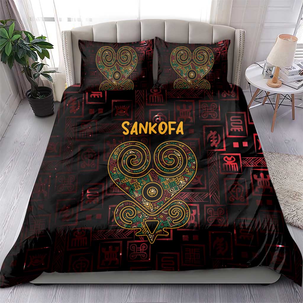 Africa Adinkra Symbol Bedding Set Sankofa Heart - Cosmic Red LT7 - Wonder Print Shop