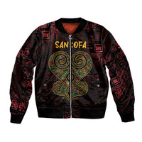 Africa Adinkra Symbol Bomber Jacket Sankofa Heart - Cosmic Red LT7 - Wonder Print Shop