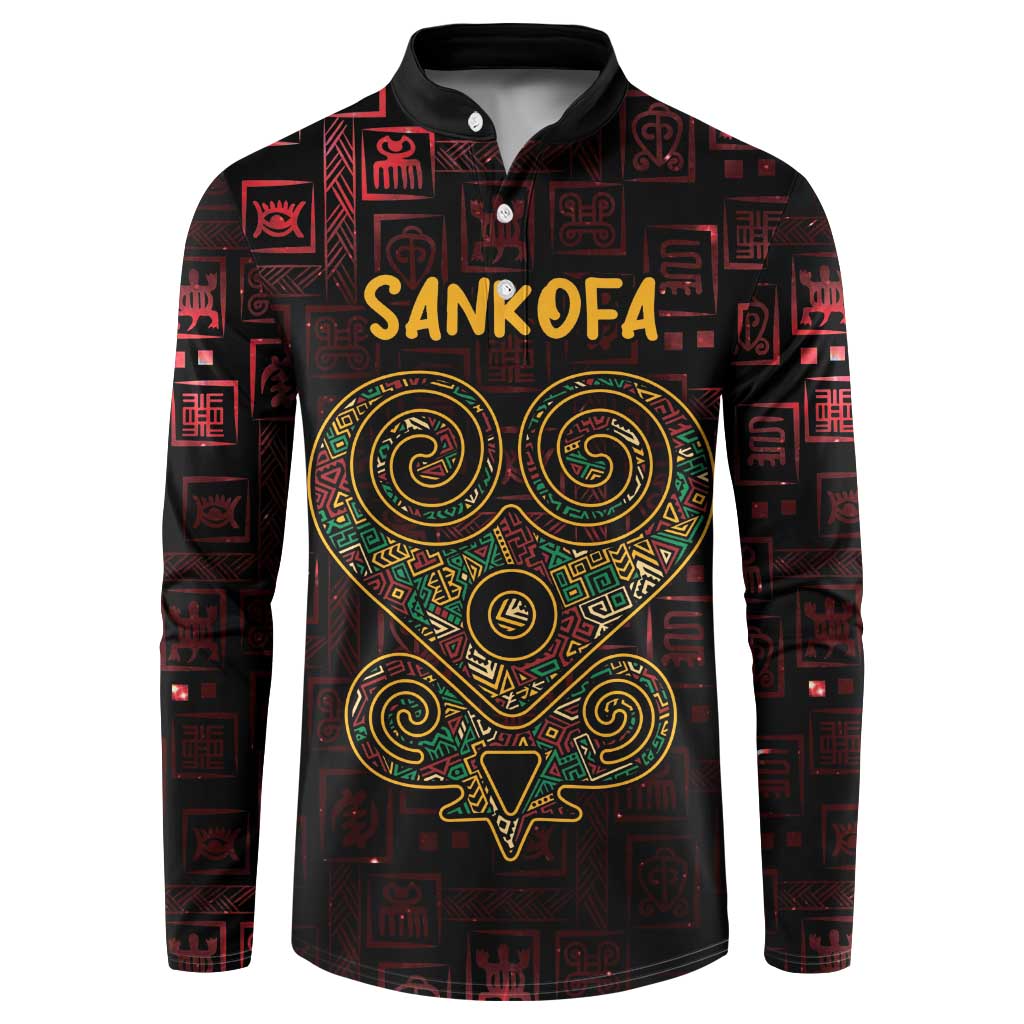 Africa Adinkra Symbol Button Sweatshirt Sankofa Heart - Cosmic Red LT7 - Wonder Print Shop