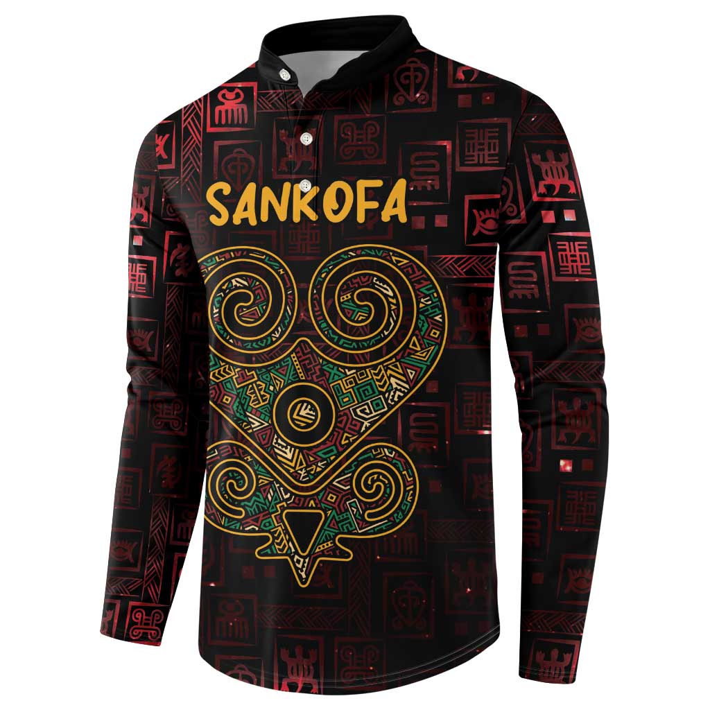 Africa Adinkra Symbol Button Sweatshirt Sankofa Heart - Cosmic Red LT7 - Wonder Print Shop