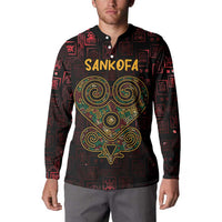 Africa Adinkra Symbol Button Sweatshirt Sankofa Heart - Cosmic Red LT7 - Wonder Print Shop