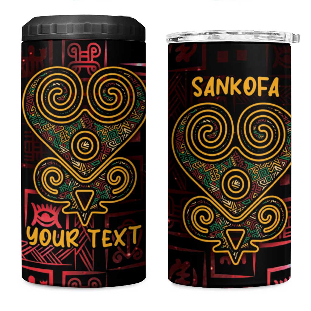 Personalized Africa Adinkra Symbol 4 in 1 Can Cooler Tumbler Sankofa Heart - Cosmic Red LT7 - Wonder Print Shop