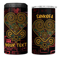 Personalized Africa Adinkra Symbol 4 in 1 Can Cooler Tumbler Sankofa Heart - Cosmic Red LT7 - Wonder Print Shop