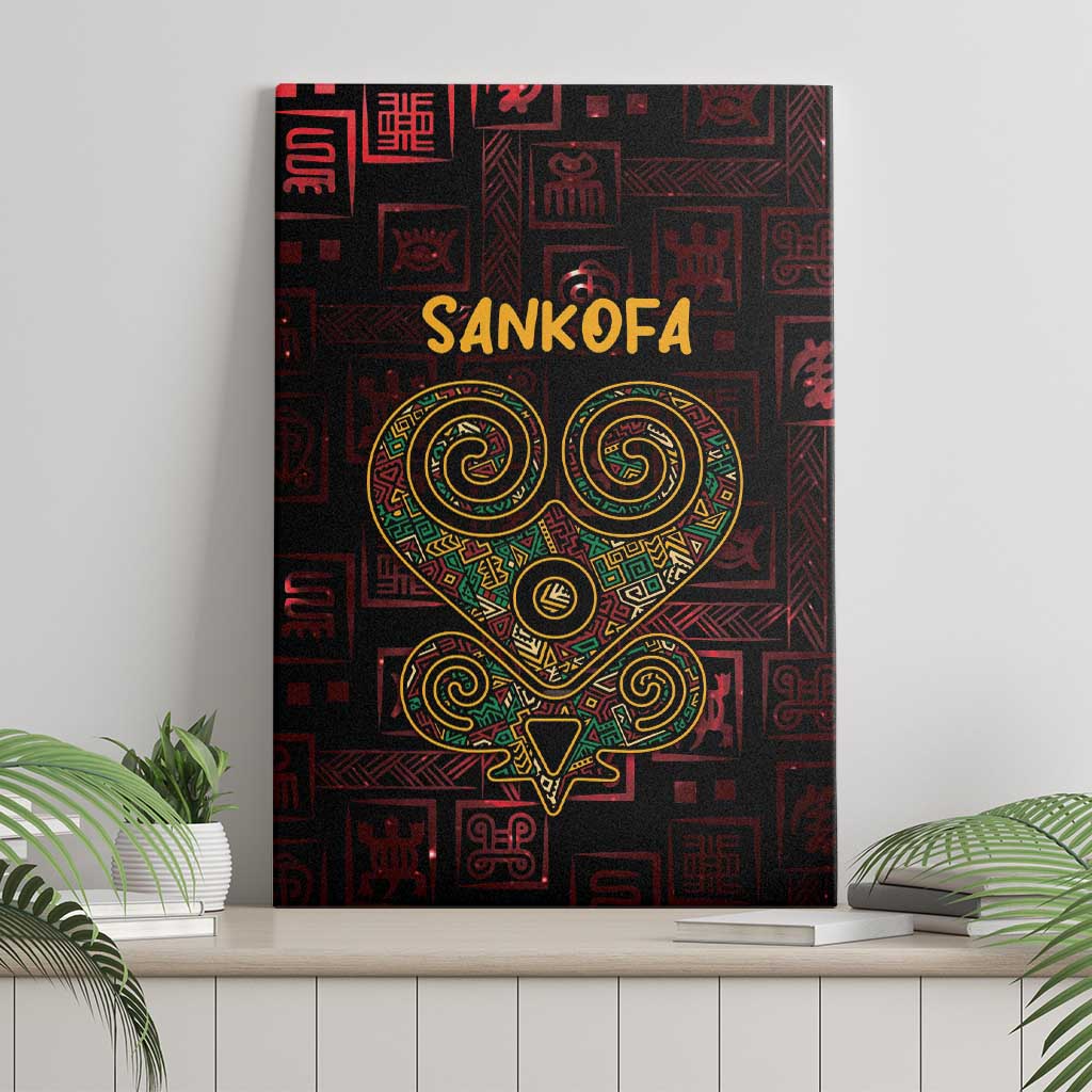 Africa Adinkra Symbol Canvas Wall Art Sankofa Heart - Cosmic Red LT7 - Wonder Print Shop