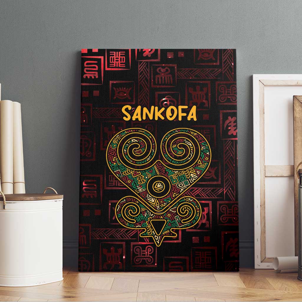 Africa Adinkra Symbol Canvas Wall Art Sankofa Heart - Cosmic Red LT7 - Wonder Print Shop