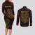Africa Adinkra Symbol Couples Matching Long Sleeve Bodycon Dress and Long Sleeve Button Shirt Sankofa Heart - Cosmic Red LT7 - Wonder Print Shop