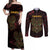 Africa Adinkra Symbol Couples Matching Off Shoulder Maxi Dress and Long Sleeve Button Shirt Sankofa Heart - Cosmic Red LT7 - Wonder Print Shop
