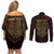 Africa Adinkra Symbol Couples Matching Off Shoulder Short Dress and Long Sleeve Button Shirt Sankofa Heart - Cosmic Red LT7 - Wonder Print Shop