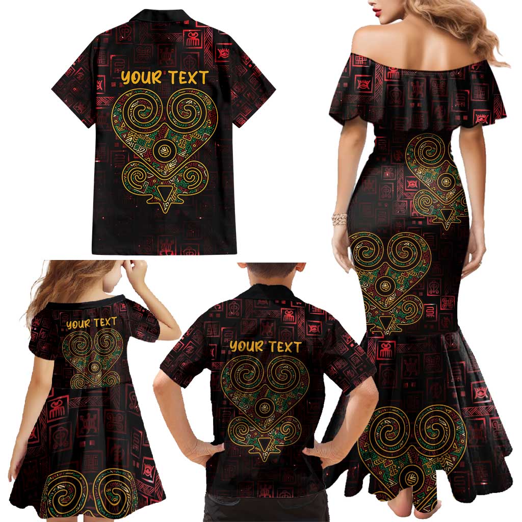 Africa Adinkra Symbol Family Matching Mermaid Dress and Hawaiian Shirt Sankofa Heart - Cosmic Red LT7 - Wonder Print Shop