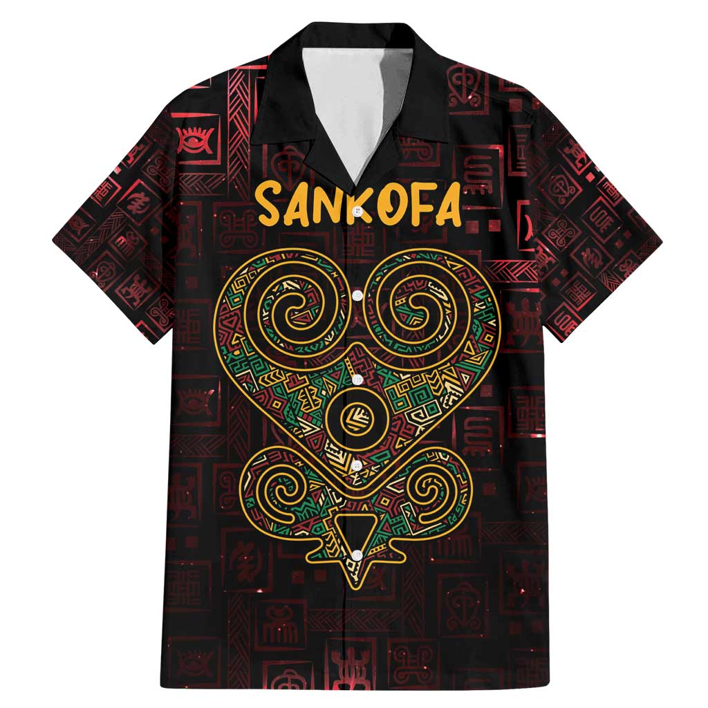 Africa Adinkra Symbol Family Matching Mermaid Dress and Hawaiian Shirt Sankofa Heart - Cosmic Red LT7 - Wonder Print Shop