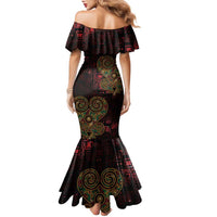 Africa Adinkra Symbol Family Matching Mermaid Dress and Hawaiian Shirt Sankofa Heart - Cosmic Red LT7 - Wonder Print Shop