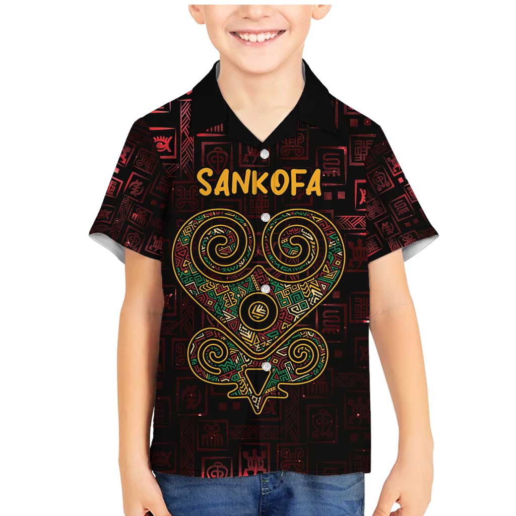 Africa Adinkra Symbol Family Matching Mermaid Dress and Hawaiian Shirt Sankofa Heart - Cosmic Red LT7 - Wonder Print Shop