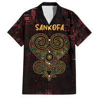 Africa Adinkra Symbol Family Matching Off The Shoulder Long Sleeve Dress and Hawaiian Shirt Sankofa Heart - Cosmic Red - Wonder Print Shop