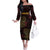 Africa Adinkra Symbol Family Matching Off The Shoulder Long Sleeve Dress and Hawaiian Shirt Sankofa Heart - Cosmic Red - Wonder Print Shop