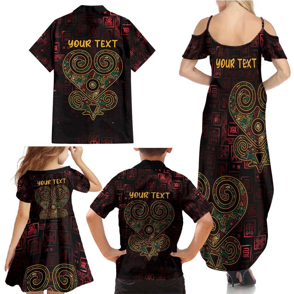 Africa Adinkra Symbol Family Matching Summer Maxi Dress and Hawaiian Shirt Sankofa Heart - Cosmic Red - Wonder Print Shop