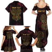 Africa Adinkra Symbol Family Matching Summer Maxi Dress and Hawaiian Shirt Sankofa Heart - Cosmic Red - Wonder Print Shop