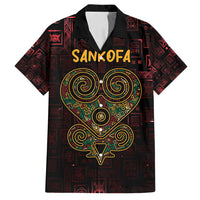 Africa Adinkra Symbol Family Matching Summer Maxi Dress and Hawaiian Shirt Sankofa Heart - Cosmic Red - Wonder Print Shop