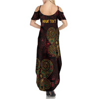 Africa Adinkra Symbol Family Matching Summer Maxi Dress and Hawaiian Shirt Sankofa Heart - Cosmic Red - Wonder Print Shop