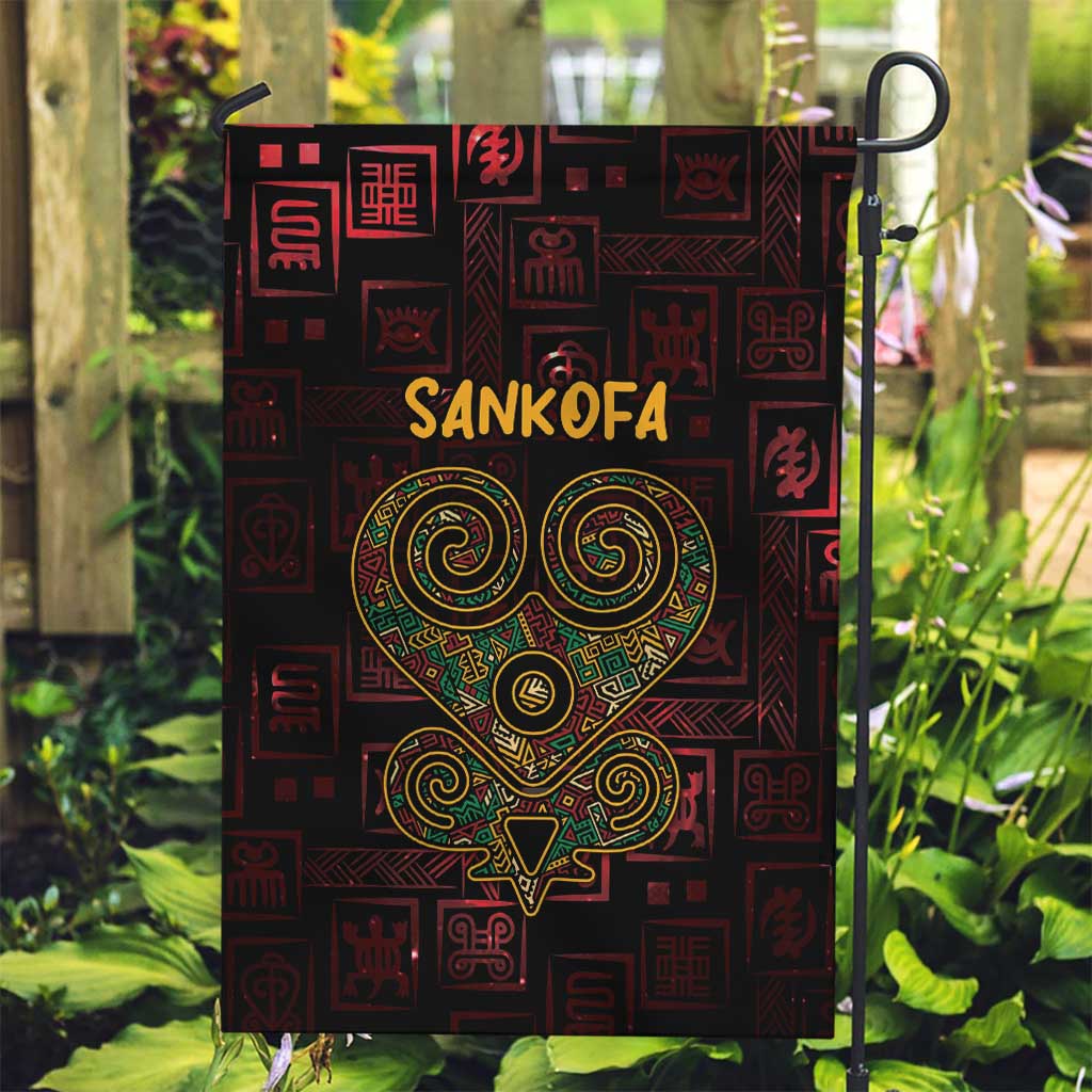 Africa Adinkra Symbol Garden Flag Sankofa Heart - Cosmic Red - Wonder Print Shop
