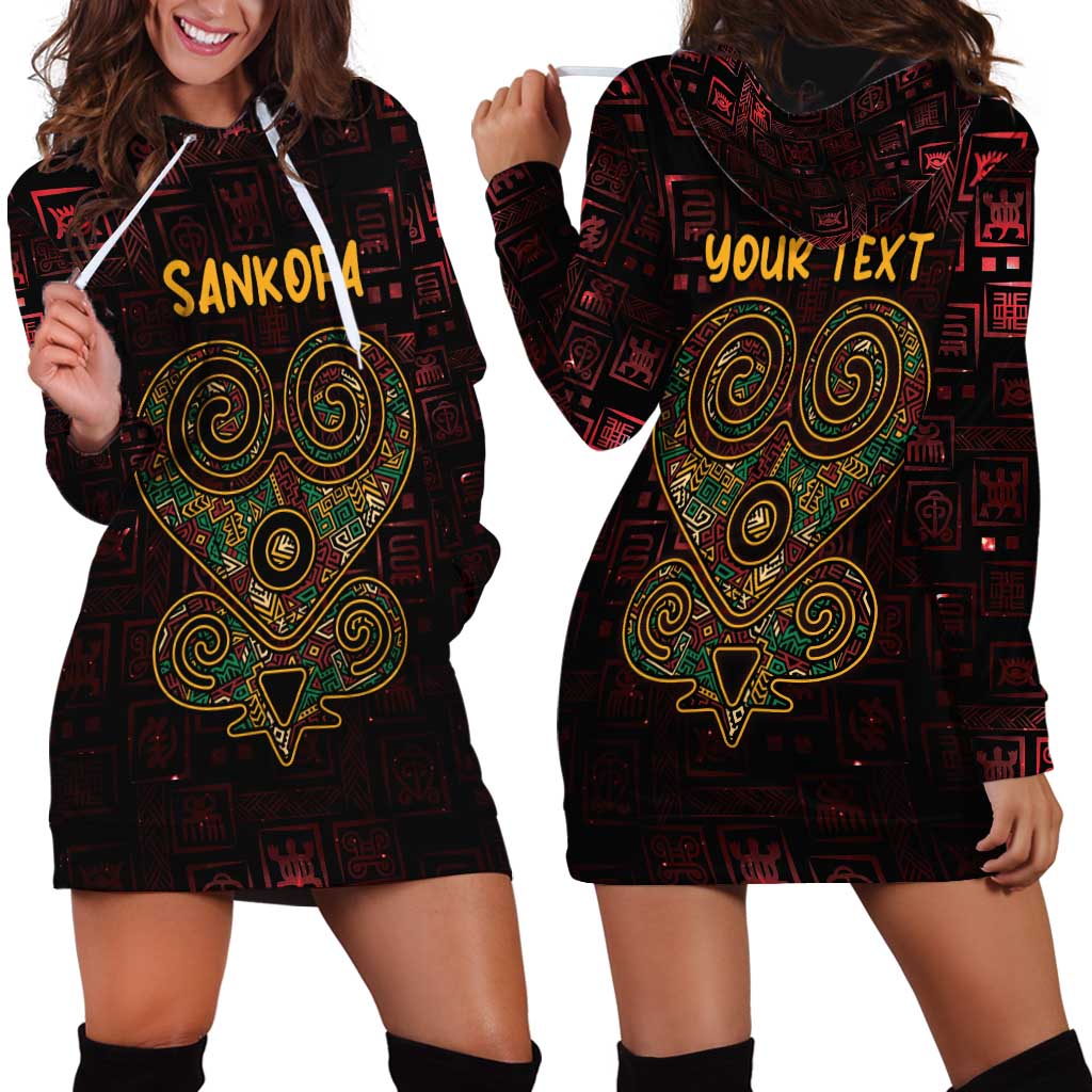 Africa Adinkra Symbol Hoodie Dress Sankofa Heart - Cosmic Red - Wonder Print Shop