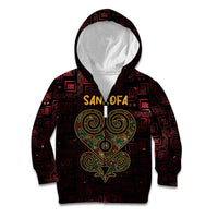Africa Adinkra Symbol Kid Hoodie Sankofa Heart - Cosmic Red - Wonder Print Shop