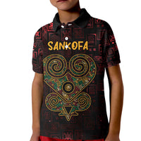Africa Adinkra Symbol Kid Polo Shirt Sankofa Heart - Cosmic Red - Wonder Print Shop