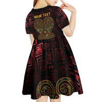 Africa Adinkra Symbol Kid Short Sleeve Dress Sankofa Heart - Cosmic Red - Wonder Print Shop