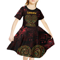 Africa Adinkra Symbol Kid Short Sleeve Dress Sankofa Heart - Cosmic Red - Wonder Print Shop